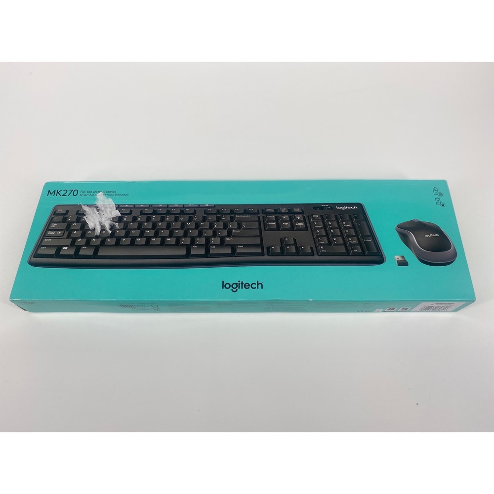 Logitech MK270 Wireless Keyboard and Mouse Combo Black Full Size Nano USB New